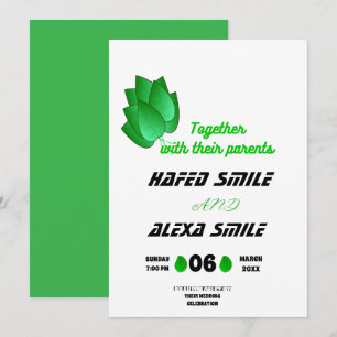 Invitation Elégant rose vert et design floral Mariage dans