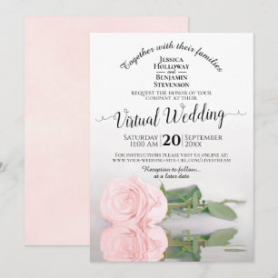 Invitation Élégant rose vif reflétant le Mariage virtuel Rose