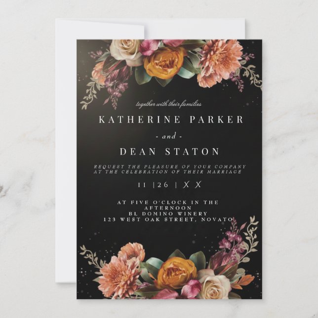 Invitation Elegant Rose Wedding (Devant)
