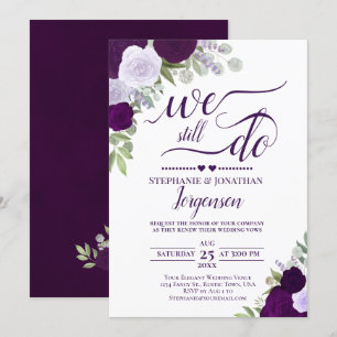Invitation Élégant Roses Boho Violet Nous Faisons Encore Vow