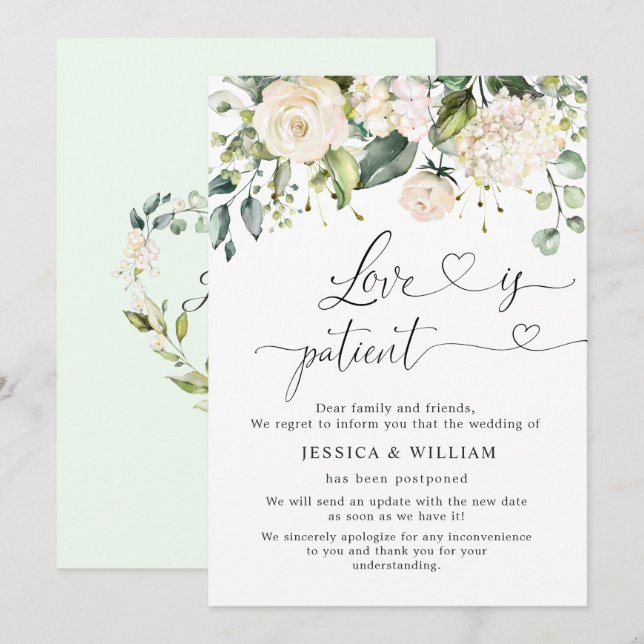 Invitation Élégant Roses d'Hydrangée rose reportés (Devant / Derrière)