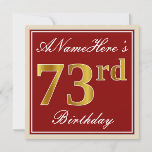 Invitation Elégant, Rouge, Faux Gold 73e anniversaire; Nom pe