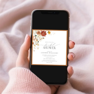 Invitation Elégant rouille Brûlé Orange Fête des mariées flor