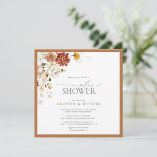 Invitation Elégant rouille Orange Aquarelle Couples Douche In