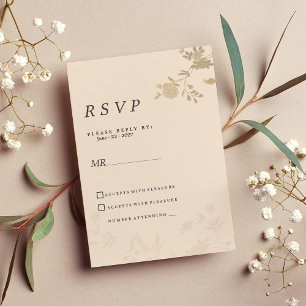 Invitation Elégant roux de pêche romantique floral RSVP