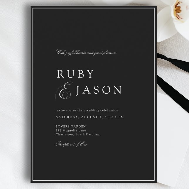 Invitation Elegant Royal Black & White Wedding (Elegant Royal & White Black Wedding Invitation - Black Tie)
