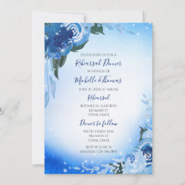 Invitation Elégant Royal Blue Aquarelle Floral Verdure