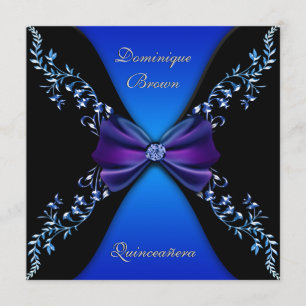 Invitation Élégant Royal Blue Diamond Bow