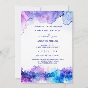 Invitation Elégant Royal Blue et violet Mariage