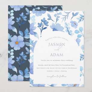 Invitation Élégant Royal Blue Opulence Fleur sauvage Mariage