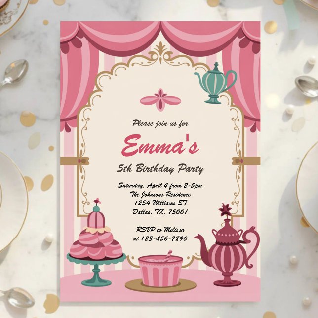 Invitation Elegant Royal Girls Tea Party Birthday (Créateur téléchargé)