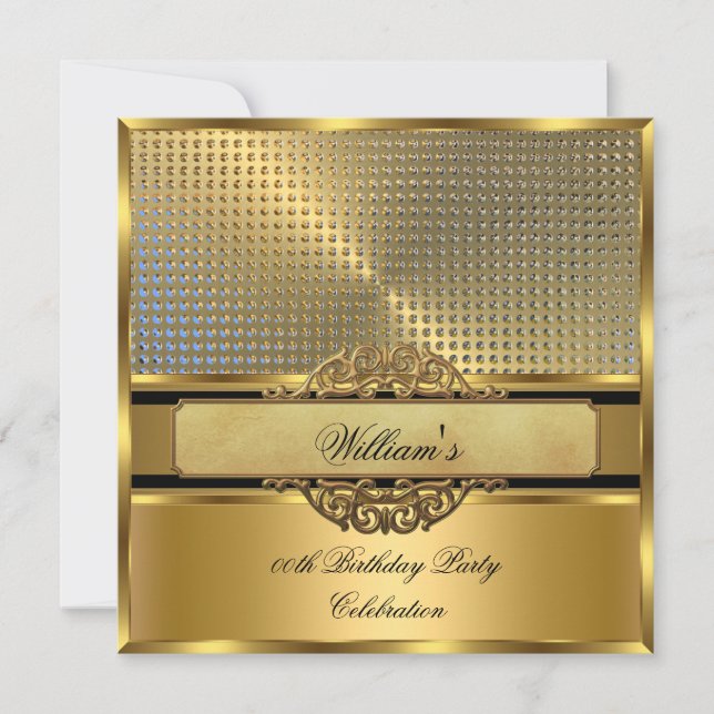 Invitation Élégant Royal Gold Birthday Party Hommes Mans 3 (Devant)