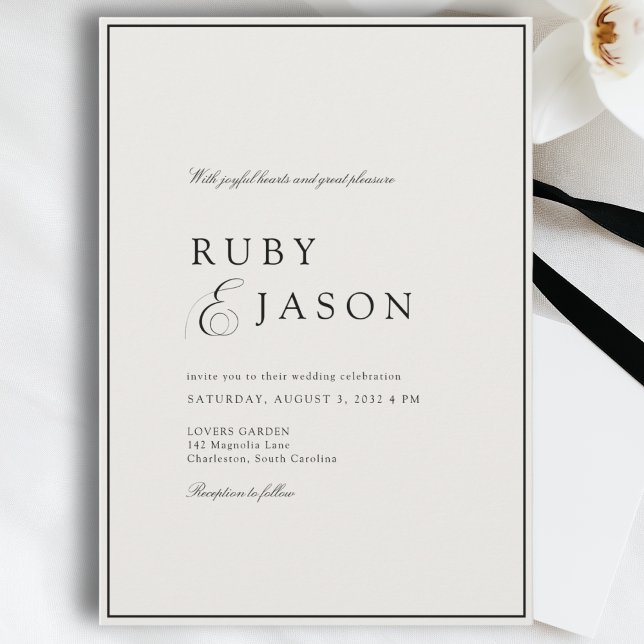 Invitation Elegant Royal Ivory & Black  Wedding (Elegant Royal Ivory & Black Wedding Invitation)