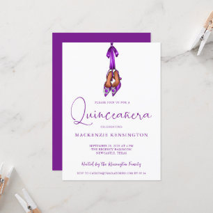 Invitation Elégant Royal Purple Lux High Heels Quinceañera