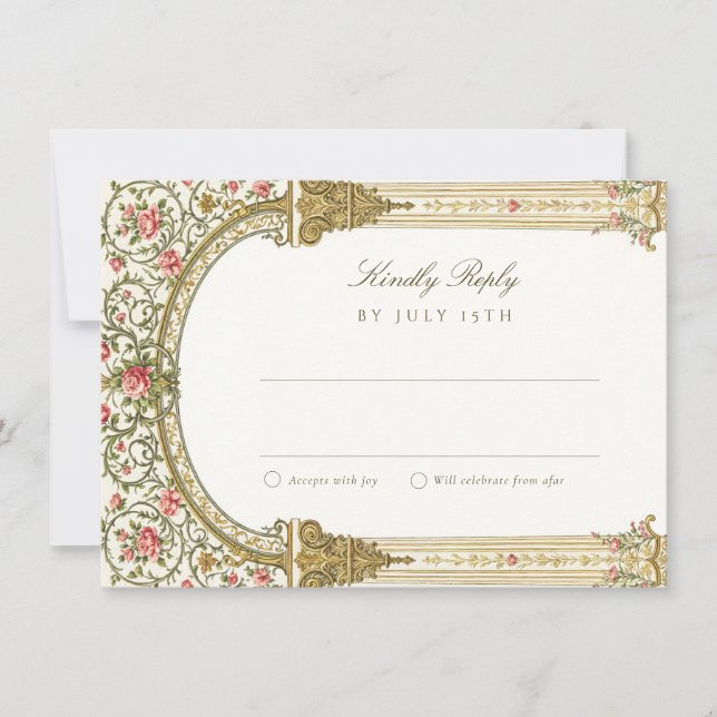 Invitation Elegant RSVP Card with Baroque Gold (Devant)