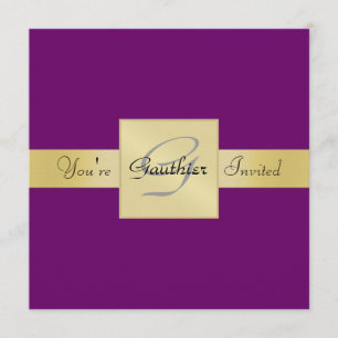 Invitation Élégant ruban doré violet à toutes les occasions I