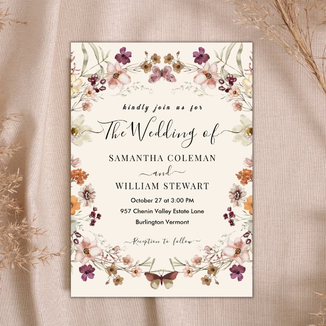 Invitation Elégant Rustic Boho Fleur sauvage moderne Mariage (Créateur téléchargé)