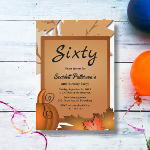 Invitation Elégant Rustic Fall quitte Citrouille 60e annivers