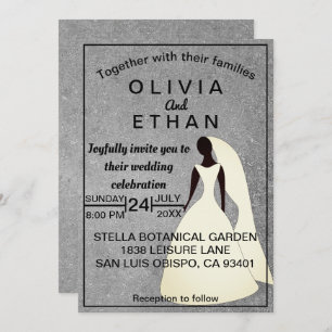 Invitation Elégant Rustic Grey Concrete Bride Chic Mariage