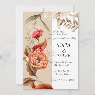 Invitation Elegant Rustic Neutral Boho Floral