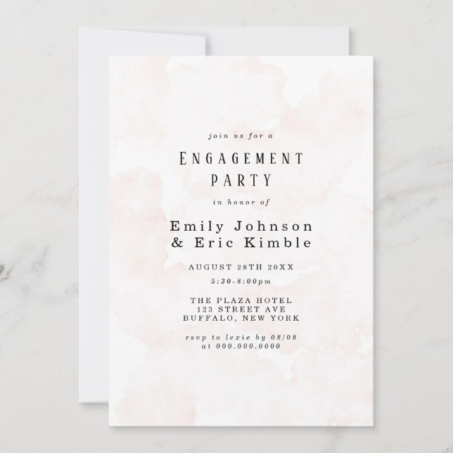 Invitation Elégant Rustic Rose Watercolor (Devant)