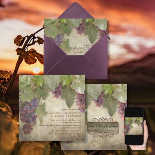 Invitation Élégant Rustic Vineyard Mariage de automne (Créateur téléchargé)