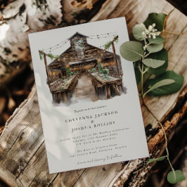 Invitation Elégant rustique aquarelle Pays Mariage de grange