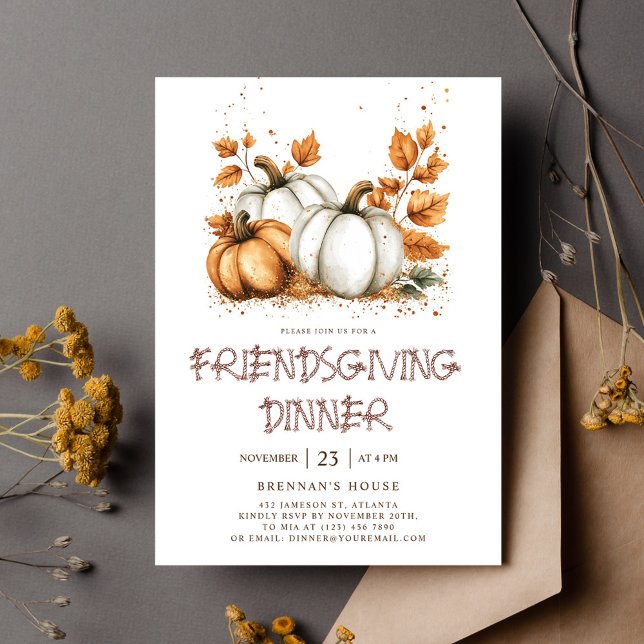 Invitation Elégant Rustique Automne Thanksgiving Friendsgivin (Elegant Rustic Fall Thanksgiving Friendsgiving Invitation)