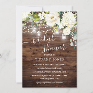 Invitation Élégant Rustique Bois Champagne Floral Mariage
