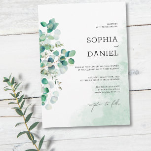 Invitation Elégant Rustique Botanique Eucalyptus Feuille Mari