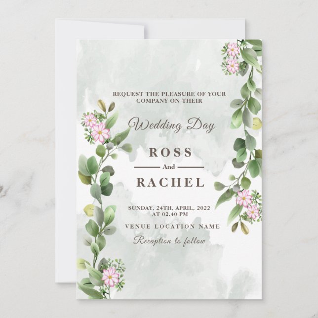Invitation Elégant Rustique Eucalyptus Feuille Mariage de ver (Devant)