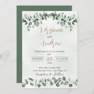 Invitation Elégant Rustique Eucalyptus Feuille Mariage de ver