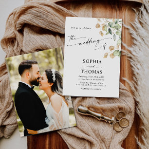 Invitation Élégant Rustique Eucalyptus Feuille Mariage photo