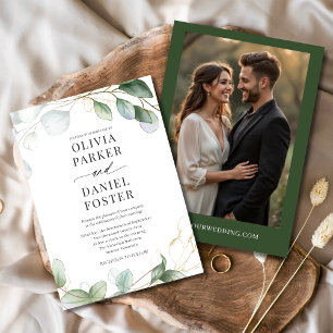 Invitation Elégant Rustique Eucalyptus Mariage de verdure pho