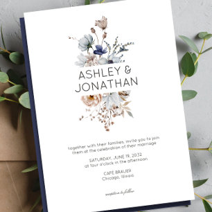 Invitation Élégant Rustique moderne Mariage Fleur sauvage