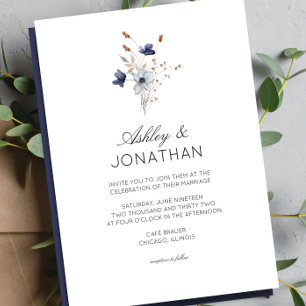 Invitation Élégant Rustique moderne Mariage Fleur sauvage