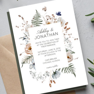 Invitation Élégant Rustique moderne Mariage Fleur sauvage