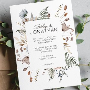 Invitation Élégant Rustique moderne Mariage Fleur sauvage