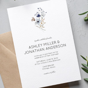 Invitation Élégant Rustique moderne Mariage Fleur sauvage