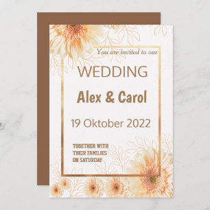 Invitation Elégant rustique simple beige brun mariage