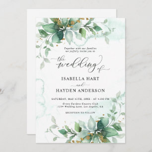 Invitation Elégant Rustique Verdure Foliage Feuille Mariage