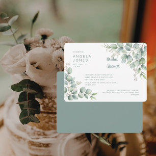 Invitation Élégant Sage Eucalyptus Baby Shower Horizontal Mar