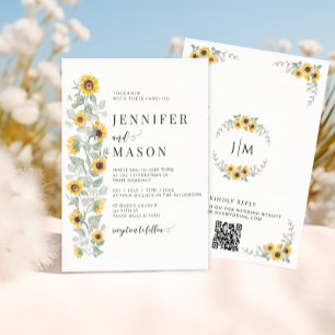 Invitation Elégant Sage Fleurs Jaunes Mariage de tournesols