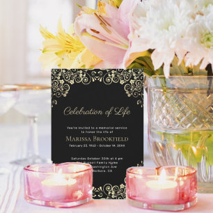 Invitation Élégant Sage Gold Swirls Célébration de vie