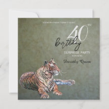 Elégant Sage Gold Tiger Surprise fête d'anniversai