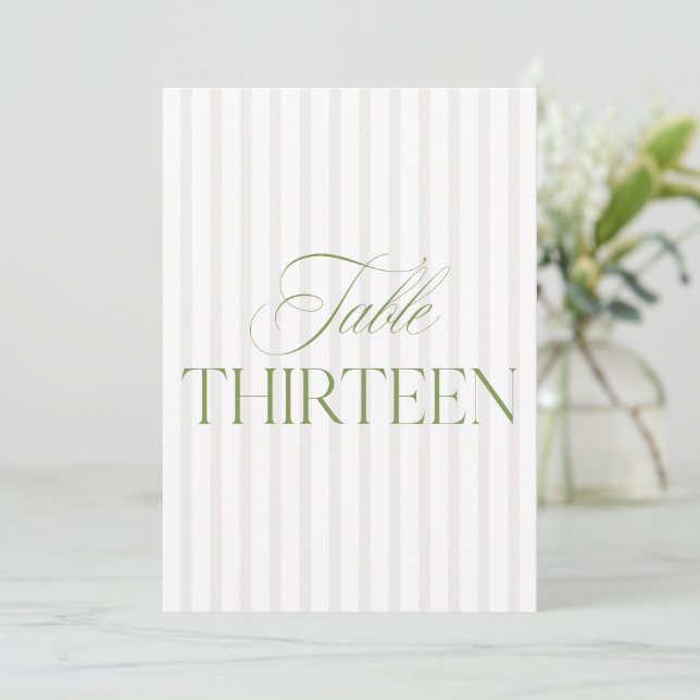 Invitation Elégant Sage Green & Beige Mariage 13 Numéro de ta (Debout devant)
