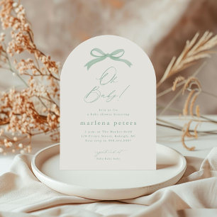 Invitation Élégant Sage Green Bow Baby shower neutre genre