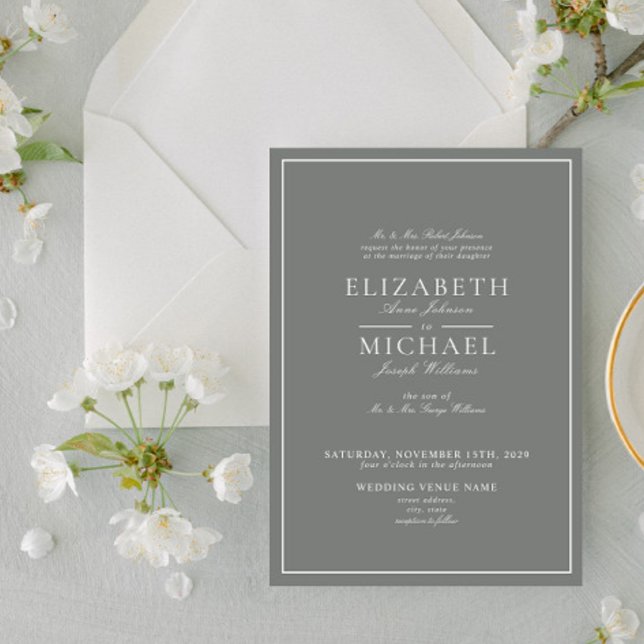 Invitation Élégant Sage Green Classic Script Mariage (Créateur téléchargé)