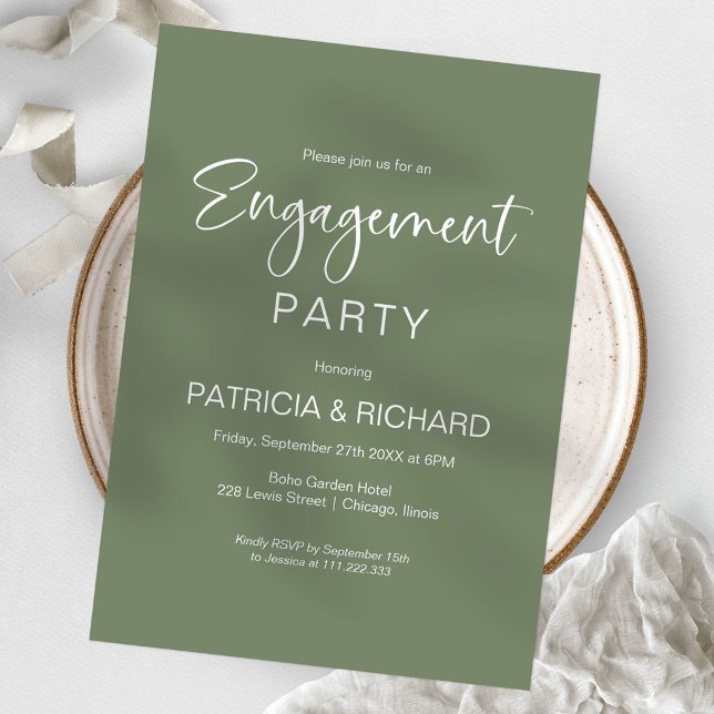Invitation Elegant Sage Green Engagement Party (Créateur téléchargé)