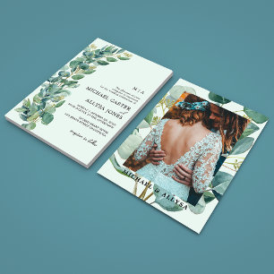 Invitation Elégant Sage Green Eucalyptus & Mariage photo